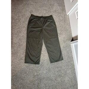 Denim & Co Womens 98% Cotton Olive Green Minimalist Cropped Pants Sz Large